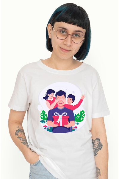 StoryGift Romania Tricou Femei Cu Copii, Tata, Parinte, Cadou, Flori, Multico...