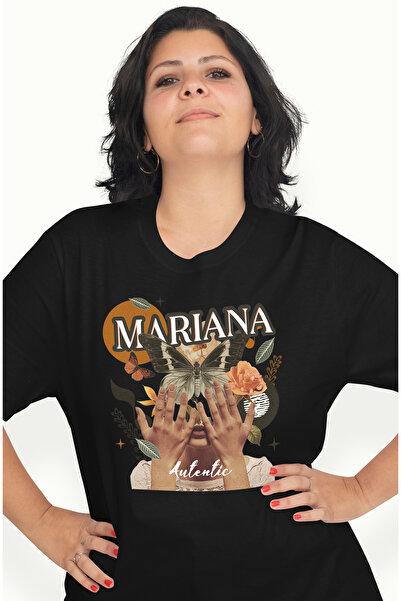 StoryGift Romania Tricou Femei Cu Numele Mariana, Colaj Fata, Fluture, Flori,...