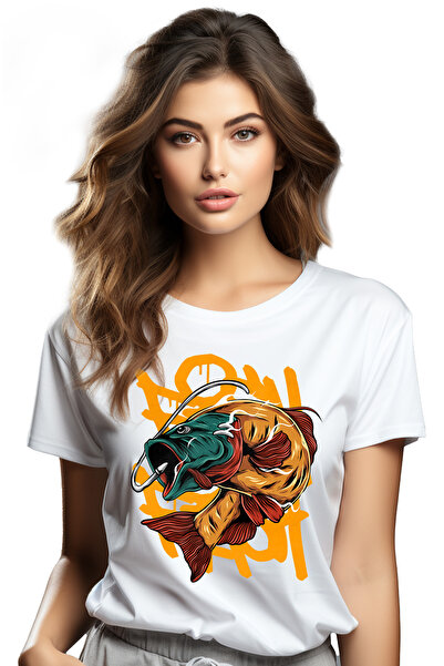 StoryGift Romania Tricou Femei Cu Peste, Ac, Pescuit, Graffiti, Multicolor cu...