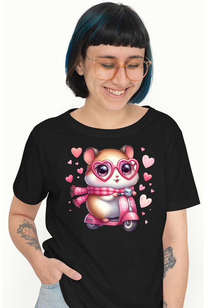 StoryGift Romania Tricou Femei cu un hamster care merge cu scuterul, ilustrat...