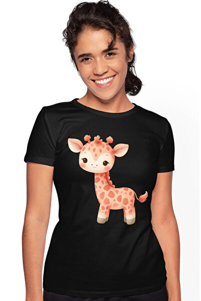 StoryGift Romania Tricou Femei cu o girafa vesela, ilustratie, pentru copii, ...