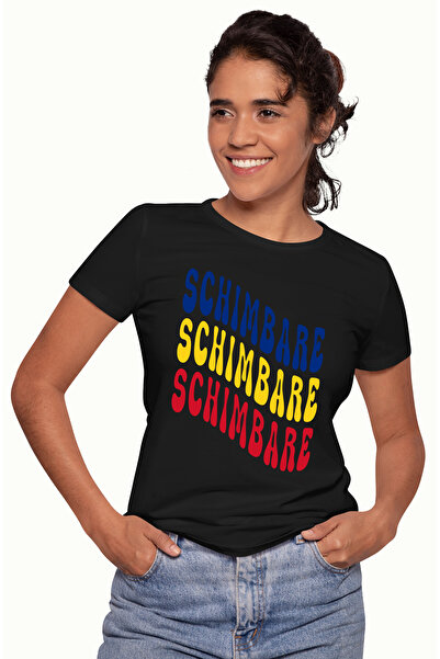 StoryGift Romania Tricou Femei Cuvantul Schimbare, in Culorile Steagului Roma...