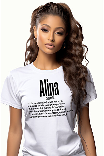 StoryGift Romania Tricou Femei Cu Numele Alina, si Mesaj Motivational, Glumea...