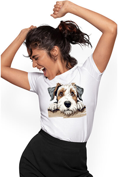 StoryGift Romania Tricou Femei cu un catel sfios, ilustratie, timiditate, pen...