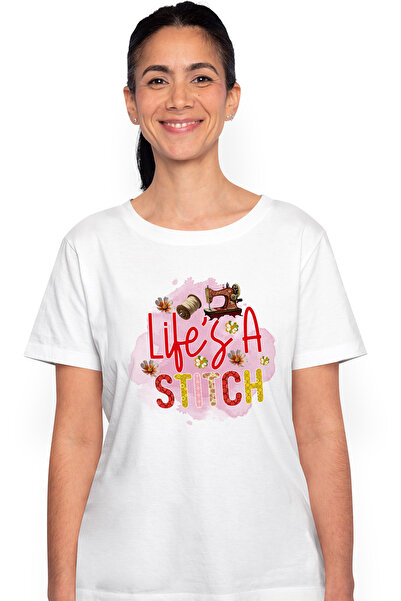 StoryGift Romania Tricou Femei cu mesajul "Life's a stitch", profesie, ilustr...