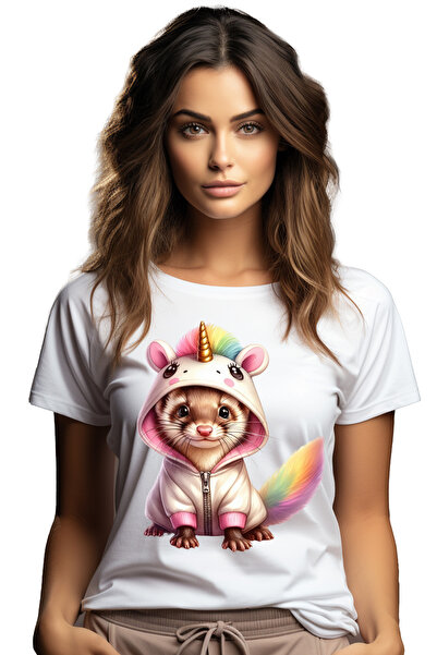 StoryGift Romania Tricou Femei cu o nevastuica deghizata in unicorn, ilustrat...
