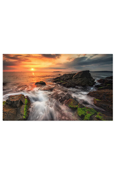 StoryGift Romania Tablou Canvas: Peisaj Litoral - Roci Si Apus Uimitor