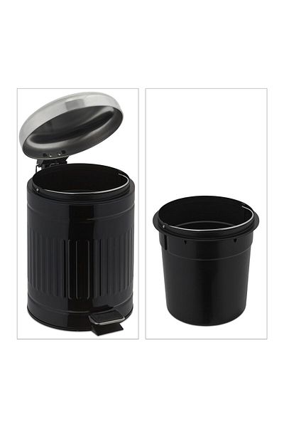 Relaxdays waste bin, black, metal, with pedal, 5 l