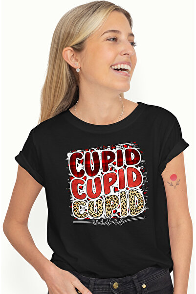 StoryGift Romania Tricou Femei cu mesajul "Cupid, Cupid, Cupid vibes", Valent...