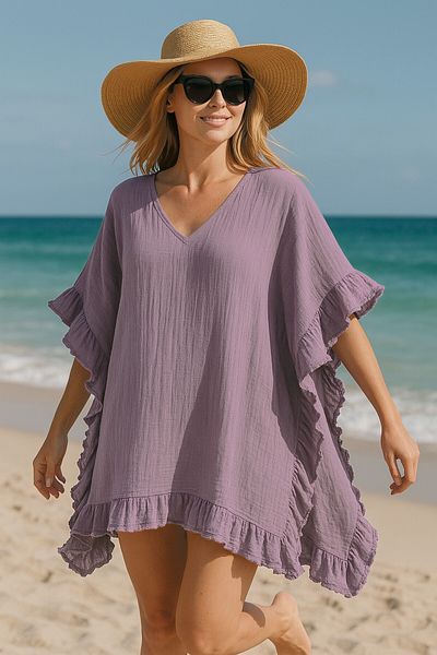 Bedinn Γυναικείο Muslin Beach Poncho - Κομψό, άνετο και ελαφρύ σχέδιο
