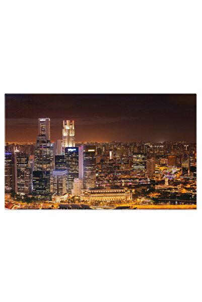StoryGift Romania Tablou Canvas Orasul Singapore In Noapte, District Financia...
