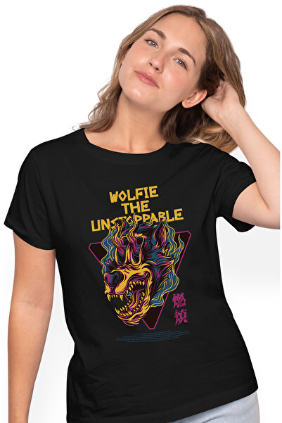 StoryGift Romania Tricou Femei Cu Cap De Lup In Flacari Cu Colti Lungi, Text ...