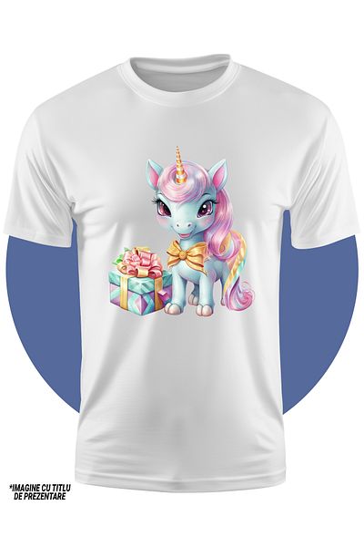 StoryGift Romania Tricou Copii Cu Un Unicorn Vesel, Ilustratie, Cadou, Dar, Aniversare, 100% Bumbac, Unisex