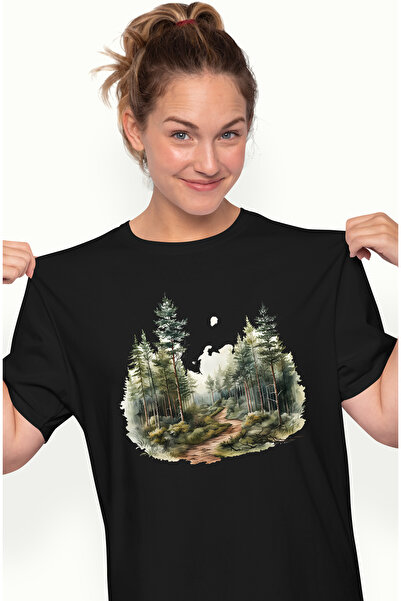 StoryGift Romania Tricou Femei cu un peisaj forestier, ilustratie, natura, pa...