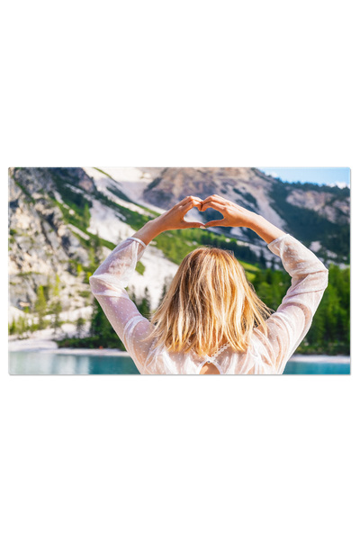 StoryGift Romania Tablou Canvas Mesaj De Iubire Femeie Aratand Un Inima Cu Ma...