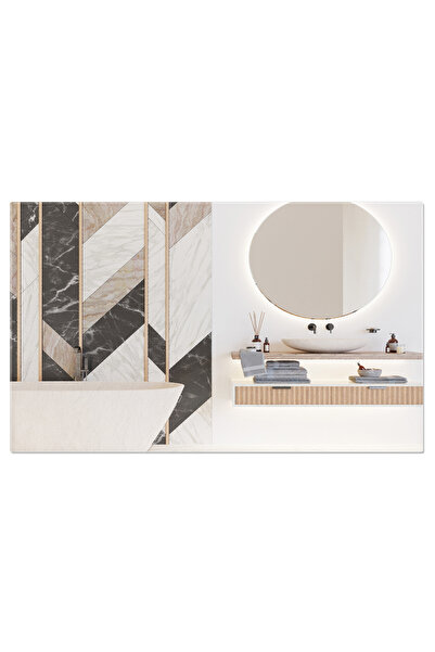 StoryGift Romania Tablou Canvas - Baie Moderna De Lux: Marmura Alba, Design Interior, Lumina Zilei