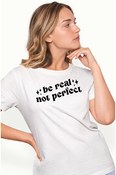 StoryGift Romania Tricou Femei cu mesajul "Be real, not perfect" - fii real, ...