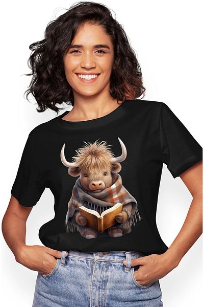 StoryGift Romania Tricou Femei cu un zimbru uimit care citeste, ilustratie, carte, lectura, frig, BLK_L