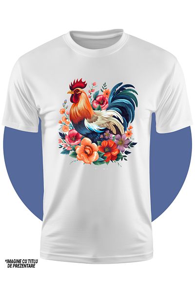 StoryGift Romania Tricou Copii Cu Un Cocos Care Are Multe Flori In Jur, Natura, Plante, Pasare, 100% Bumbac