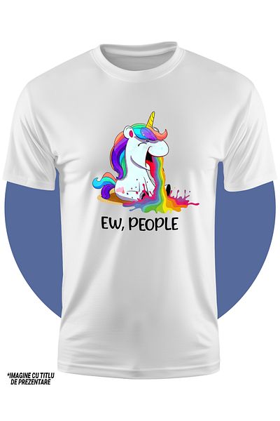 StoryGift Romania Tricou Copii Cu Un Unicorn Care Vomita, Ilustratie, Ii Este "scarba" De Oameni, Mesajul "e