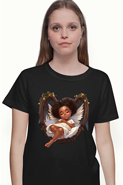 StoryGift Romania Tricou Femei cu o fetita de culoare cu aripi, ilustratie, d...