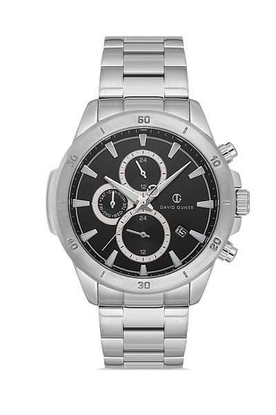 DAVID GUNER Men's Wristwatch with Silver Coated Black Dial - Dg-8742Ga-A2