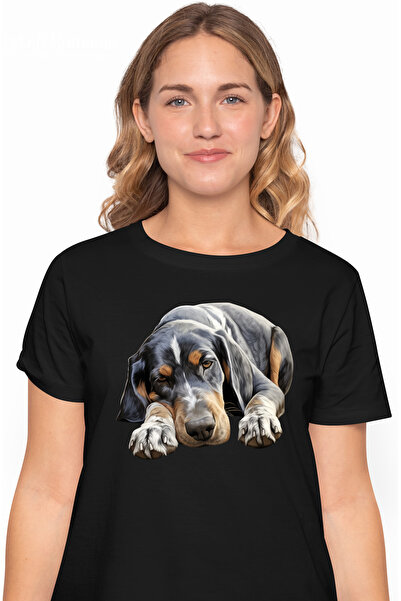 StoryGift Romania Tricou Femei cu un catel aproape adormit, ilustratie, fara ...