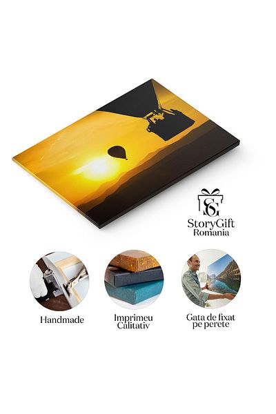StoryGift Romania Tablou Canvas Zbor La Rasarit: Balon Cu Aer Cald Deasupra Cappadociei - Canvas, Rasarit, Libert