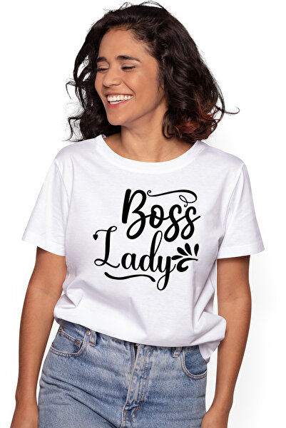 StoryGift Romania Tricou Femei cu textul in engleza "Boss lady" - doamna sefa...