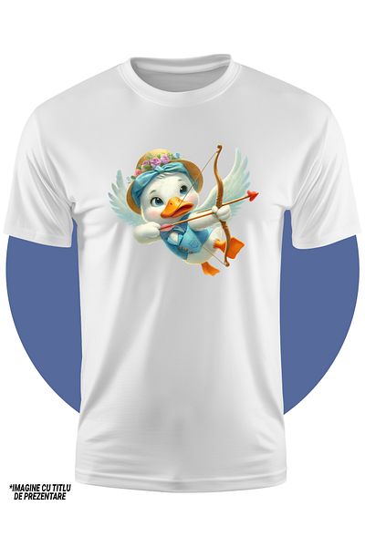StoryGift Romania Tricou Copii Cu O Ratusca Cupidon, Ilustratie, Zboara, Aripi, Trage Cu Arcul, Valentine's