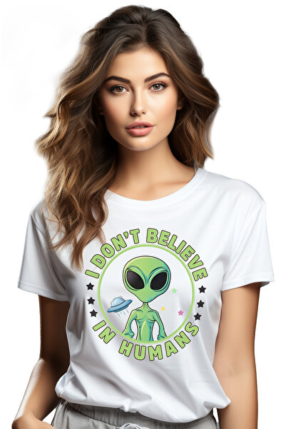 StoryGift Romania Tricou Femei cu un extraterestru verde, ilustratie, mesajul...