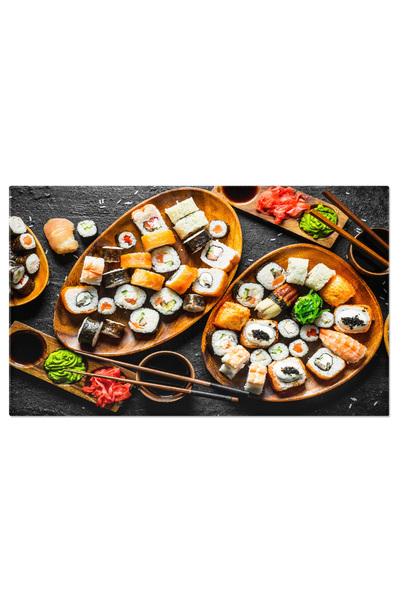 StoryGift Romania Tablou Canvas Set De Mancaruri Traditionale Japoneze, Sushi Cu Sos De Soia, O Delicata Expresie