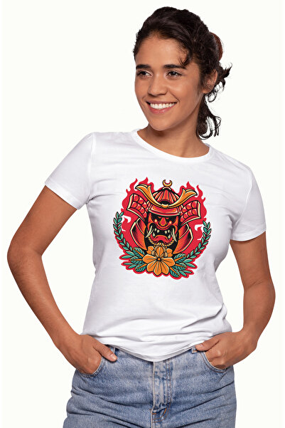 StoryGift Romania Tricou Femei Cu Masca Oni, Monstru, Japonia, Floare, Samura...