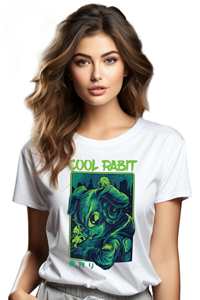 StoryGift Romania Tricou Femei Cu Portret Iepure Cu Tigara In Mana, Univers N...