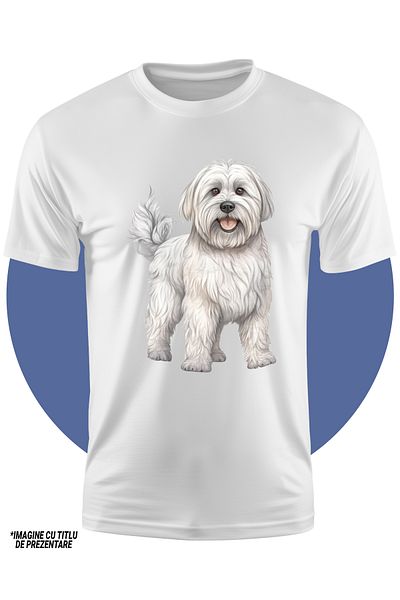StoryGift Romania Tricou Copii Cu Un Caine Alb, Blanos, Ilustratie, Curios, Ascultator, Pentru Iubitorii De