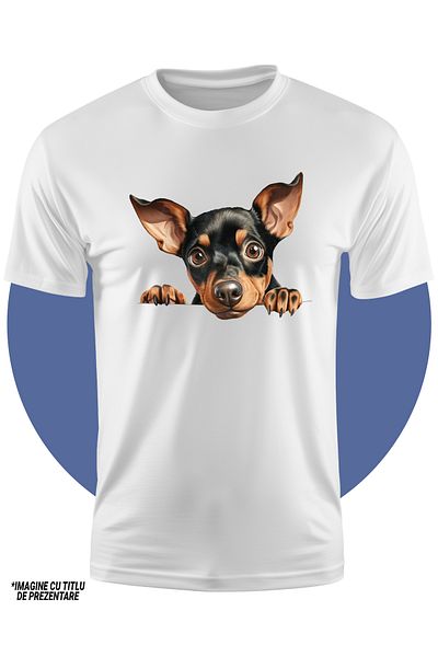 StoryGift Romania Tricou Copii Cu Un Catel Curios, Ilustratie, Maro, Negru, Ilustratie, Curiozitate, Animal