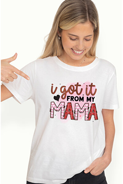 StoryGift Romania Tricou Femei cu mesajul "I got it from my mama", fundal roz...