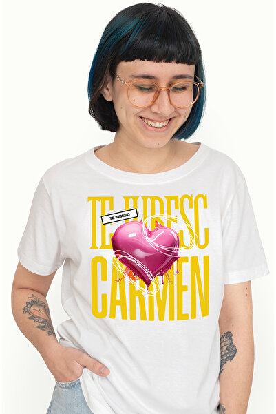 StoryGift Romania Tricou Femei Te Iubesc Carmen, Dragoste, Inima, Iubire, Sfa...