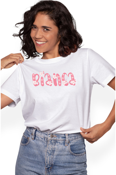 StoryGift Romania Tricou Femei Cu Numele Bianca, Flori, Colorat, Roz, Dragut,...
