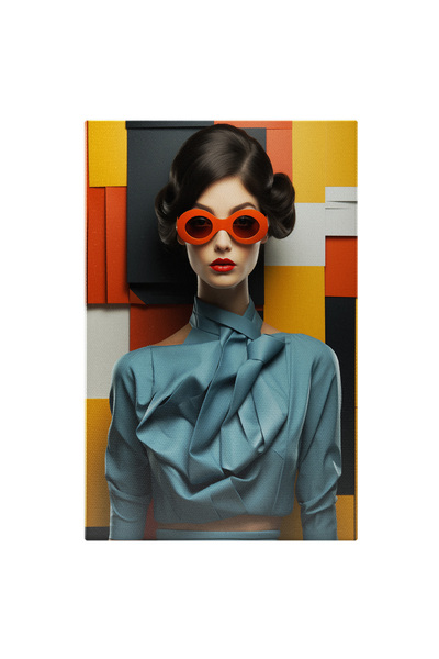 StoryGift Romania Tablou Canvas: Femeie In Tinuta Retro - Ochelari Fundal Abs...