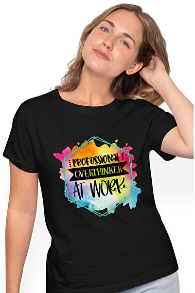 StoryGift Romania Tricou Femei cu mesajul "Professional overthinker at work",...
