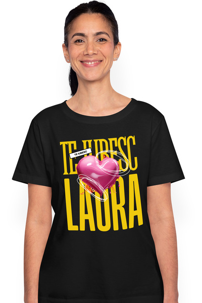 StoryGift Romania Tricou Femei Te Iubesc Laura, Dragoste, Inima, Iubire, Sfan...