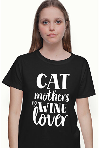 StoryGift Romania Tricou Femei pentru mamici iubitoare de pisici si de vin cu...