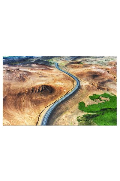 StoryGift Romania Tablou Canvas: Drumul Islandez - Peisaj, Vulcan, Natura, Turism, Aerian
