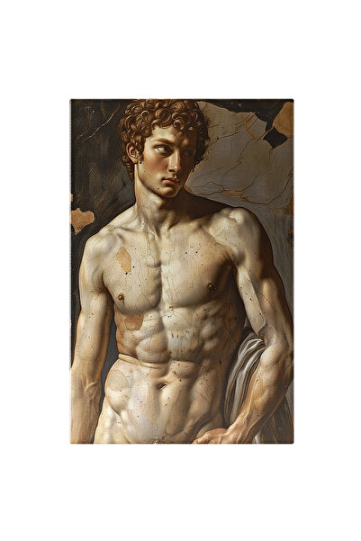 StoryGift Romania Tablou Canvas Barbat Grec Care Pozeaza Nud Cu Bustul Gol Si...