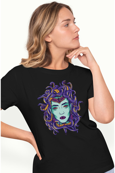 StoryGift Romania Tricou Femei Personalizata Medusa, Serpi cu imprimeu pe Fat...