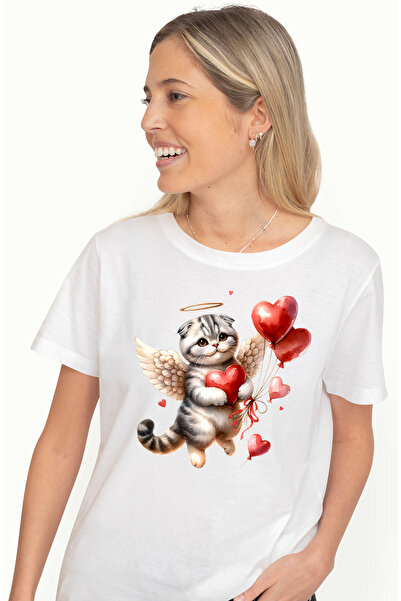 StoryGift Romania Tricou Femei cu o pisicuta cu aripi albe care zboara, ilust...