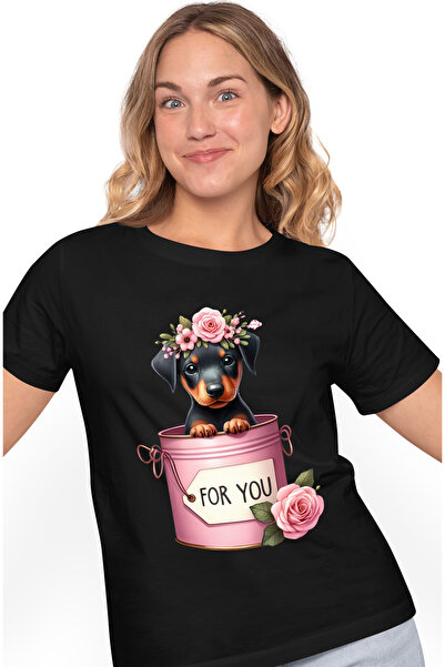 StoryGift Romania Tricou Femei cu un catelus curios care iese dintr-o conserv...