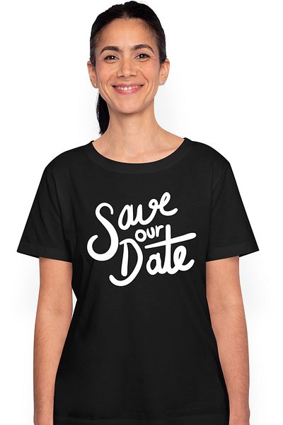 StoryGift Romania Tricou Femei cu mesajul in engleza "Save our date" - salveaza intalnirea noastra BLK_M