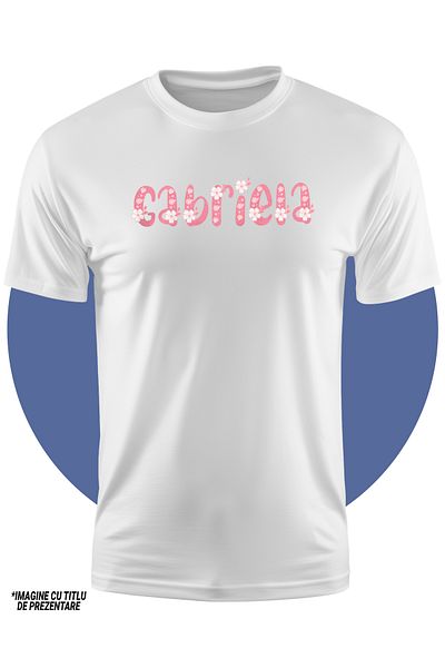 StoryGift Romania Tricou Copii Fete Cu Numele Gabriela, Flori, Colorat, Roz, Dragut 100% Bumbac, Unisex, Alb